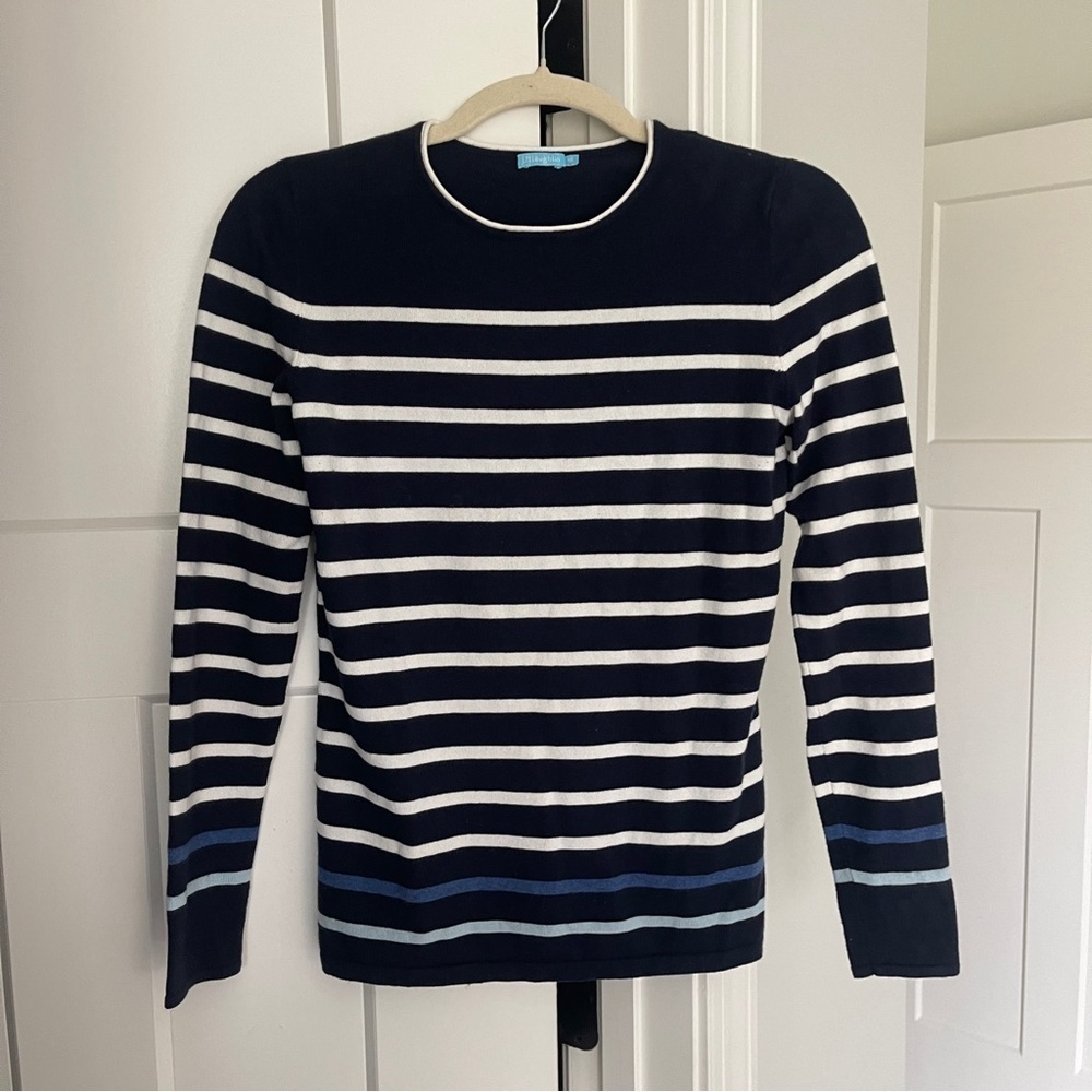 J.McLaughlin Navy Blue Striped Sweater